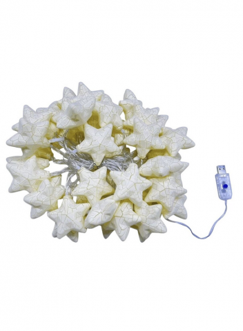 Casă, Grădină & Bricolaj - Ghirlanda luminoasa decorativa LED, lungime 6 m, 20 becuri, luminite stele cu telecomanda, galben