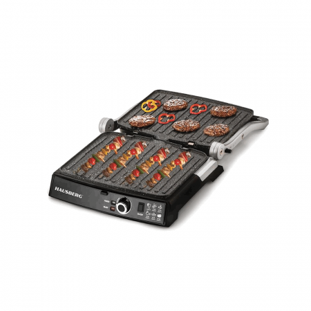 Grill electric Hausberg HB633GO, 2000-2200 W, placi antiaderente, suprafata de gatire 30x24.5 cm, termostat, Rose Gold [1]
