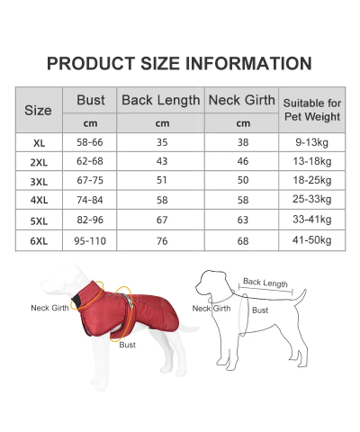 Haina de Iarna Impermeabila pentru caini, cu guler inalt si Protectie Abdominala, TONYFY, Negru, Marime 2XL [1]