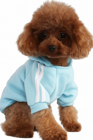 Pet shop - Hanorac pentru caini de talie mica si pisici, din bumbac, cu gluga, pentru toamna si iarna, culoare albastru deschis, marime 2XL