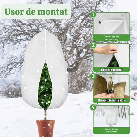 Husa anti inghet 200x120 cm 40g/m2 albe cu fermoar snur si top circular pentru palmieri si maslini [4]