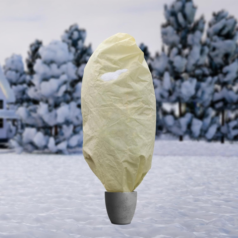 Husa Anti-inghet, 180x120cm, Palmieri si Maslini, Foarte Groasa, cu Fermoar si Snur, Bej, Protectie Anti ger, Respirabila, Permite lumina sa treaca, Reutilizabila [5]