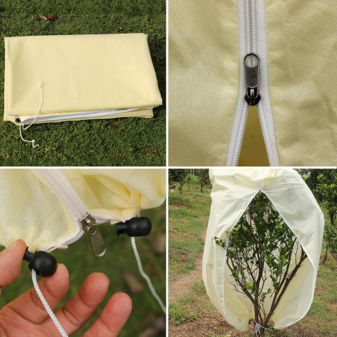 Husa Anti-inghet, 180x120cm, Palmieri si Maslini, Foarte Groasa, cu Fermoar si Snur, Bej, Protectie Anti ger, Respirabila, Permite lumina sa treaca, Reutilizabila [6]