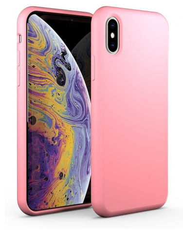 Huse, Folii & Accesorii Telefoane - Husa Compatibila cu iPhone X / XS – TPU Semi Rigid cu Interior din Microfibra, Protectie Eleganta si Moale, Roz
