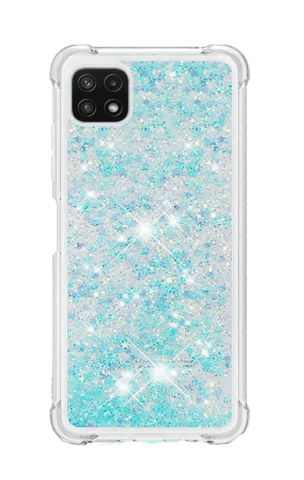 Huse, Folii & Accesorii Telefoane - Husă compatibilă cu Samsung Galaxy A22 5G, HOUSON, husă din silicon cu nisip, lichid cu sclipici albastru transparent
