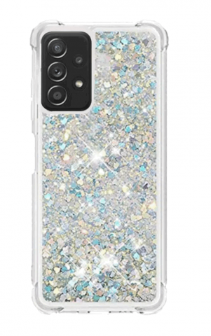 Huse, Folii & Accesorii Telefoane - Husă compatibilă cu Samsung Galaxy A32 5G, HOUSON, transparentă din silicon cu nisip lichid sclipitor, argintiu