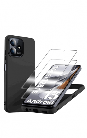 Huse, Folii & Accesorii Telefoane - Husa compatibila cu Ulefone Note 16 Pro, cu snur detasabil, 2 sticle de protectie, Rezistenta la lovituri si zgaraieturi, Antisoc, Silicon TPU, Negru