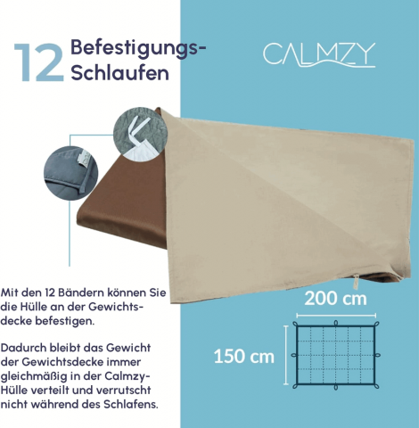 Husa cu fermoar pentru pilota, din bumbac 100%, Calmzy, cu dimensiunea 150/200 [2]