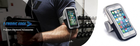 Husă de Braț pentru Alergare și Activități Sportive, Suport Universal pentru Telefon, Compatibil cu Telefoane Până la 6.4 Inch, Culoare Gri, 198D [1]