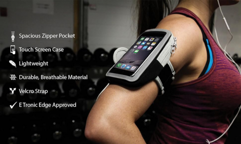 Husă de Braț pentru Alergare și Activități Sportive, Suport Universal pentru Telefon, Compatibil cu Telefoane Până la 6.4 Inch, Culoare Gri, 198D [6]