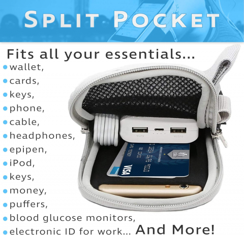 Husă de Braț pentru Alergare și Activități Sportive, Suport Universal pentru Telefon, Compatibil cu Telefoane Până la 6.4 Inch, Culoare Gri, 198D [2]