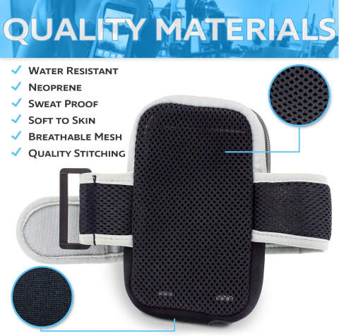 Husă de Braț pentru Alergare și Activități Sportive, Suport Universal pentru Telefon, Compatibil cu Telefoane Până la 6.4 Inch, Culoare Gri, 198D [4]