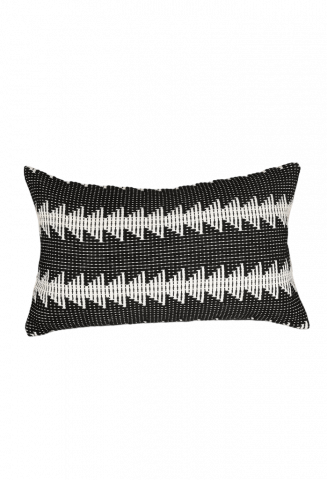 Husă de Pernă Lumbar Negru-Alb în Stil Rustic, 50 x 30 cm, P74J [1]
