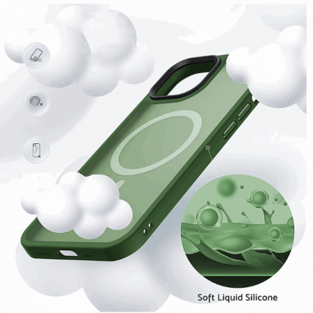 Husa de protectie pentru Iphone 14 Pro, compatibila Magsafe, Hybrid, Antisoc, Verde, Albastru sau Violet [2]