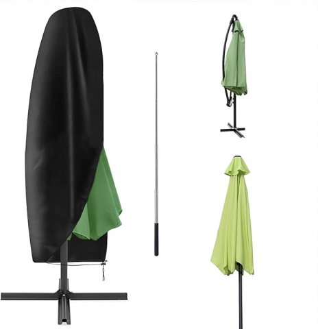 Casă, Grădină & Bricolaj - Husă de Protecție pentru Umbrelă de Terasă YuYo, Neagră, 265 x 50 x 70 x 40 cm, Rezistentă la Apă și UV, cu Fermuar și Tijă Telescopică
