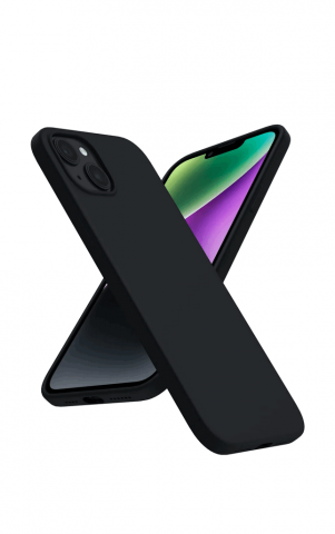 Huse telefoane - Husa din silicon ACRONIX pentru iPhone 14 Plus 6.7, silicon lichid premium, ultra-subtire rezistenta la socuri cu captuseala din microfibra, Negru