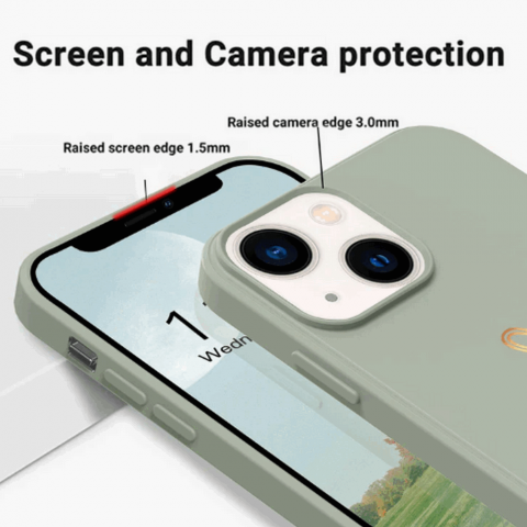 Husă din Silicon Mitetabo pentru iPhone 15, Cu Inimă Aurie Printată, Subțire, Rezistentă la Zgârieturi, Verde Cupru, 3805 [1]