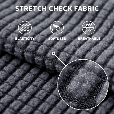 Husa elastica Subrtex pentru canapea, 2 locuri, Spandex, Lavabila la masina, Model reliefat, Gri, JLWB [2]