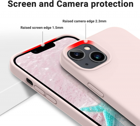 Husă Flyzoo din Silicon Lichid pentru iPhone 14 Plus 6.7, Rezistentă la Zgârieturi, Anti-Amprentă, Protecție Totală, Roz [4]