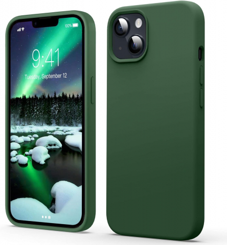 Huse, Folii & Accesorii Telefoane - Husă Flyzoo din Silicon Lichid pentru iPhone 14 Plus 6.7, Rezistentă la Zgârieturi, Anti-Amprentă, Protecție Totală, Verde
