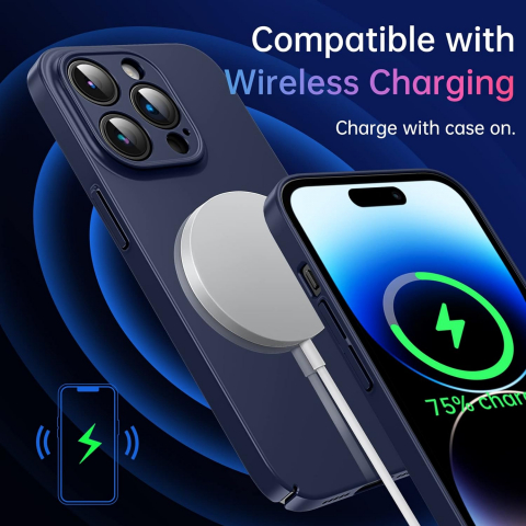 Husă Flyzoo din Silicon Lichid pentru iPhone 14 Pro 6.1, Anti-Amprentă, Rezistentă la Zgârieturi și Șocuri, Protecție Totală, Albastru Închis [4]
