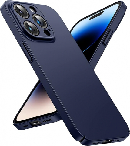 Huse, Folii & Accesorii Telefoane - Husă Flyzoo din Silicon Lichid pentru iPhone 14 Pro 6.1, Anti-Amprentă, Rezistentă la Zgârieturi și Șocuri, Protecție Totală, Albastru Închis