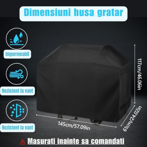 Husa universala gratar 145x61x117 cm Oxford 500D impermeabila protectie BBQ [1]