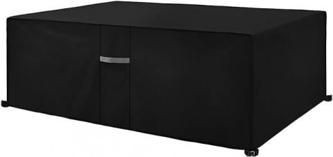 Grădină & Bricolaj - Husă Impermeabilă Neagră pentru Mobilier de Grădină, Dokon, 600D Oxford, Rezistentă la UV, Vânt și Apă