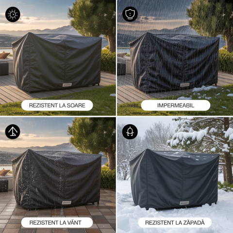 Husă Impermeabilă Neagră pentru Mobilier de Grădină, Dokon, 600D Oxford, Rezistentă la UV, Vânt și Apă [1]