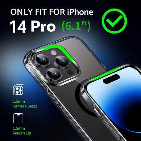 Husă Magnetică pentru iPhone 14 Pro (6.1"), TPU, MagSafe, FNDMIL, Transparent [1]