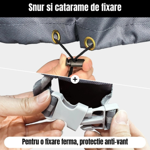 Husa mobilier gradina 135x135x71 cm Oxford 600D impermeabila anti UV gri antracit [2]