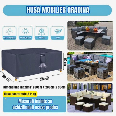 Husa mobilier gradina 200x200x90 cm Oxford 600D impermeabila cu strat PVC [1]