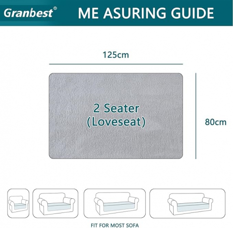Husă pentru Canapea, Granbest, 750GSM, Imitație Blană de Iepure, Antiderapantă, Moale și Luxoasă, 2 Locuri, Albastru Azur [6]