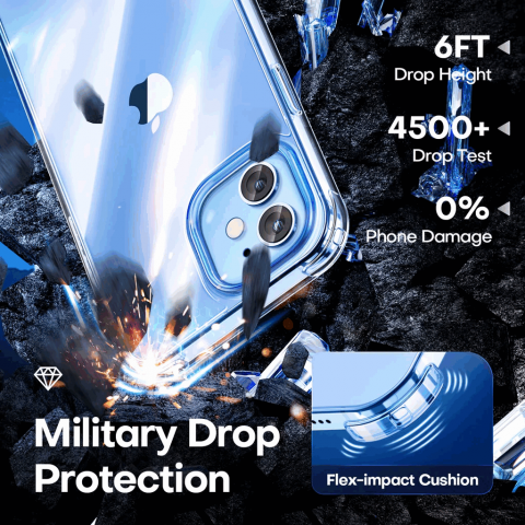 Husă pentru iPhone 12/12 Pro 6.1 inch, protecție anti-șoc, anti-ingălbenire, CANSHN, transparentă [3]