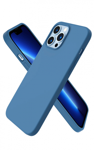 Huse, Folii & Accesorii Telefoane - Husa pentru iPhone 13 Pro Max 6.7 inch, Silicon lichid anti-soc, ORNARTO, Albastru