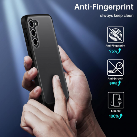 Husa pentru Samsung Galaxy S23, 6.1 inch, Protectie Militara 3m, Antiamprenta, Spate Mat si Rigid, Airbags in Colturi, Updeal, Negru [5]
