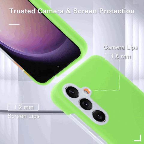 Husa pentru Samsung Galaxy S23 FE cu 2 folii de protectie ecran, din silicon lichid,YENAPOON, rezistenta la socuri, la zgarieturi, verde, MCPN [1]