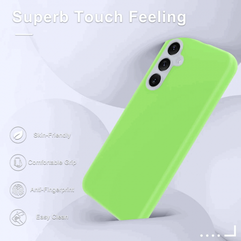Husa pentru Samsung Galaxy S23 FE cu 2 folii de protectie ecran, din silicon lichid,YENAPOON, rezistenta la socuri, la zgarieturi, verde, MCPN [3]