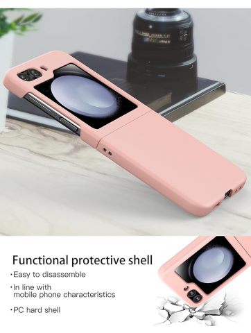 Husă pentru Samsung Galaxy Z Flip 5 (2023), Slim, Mată, cu Protecție Completă și Aderență Antialunecare, Roz [2]