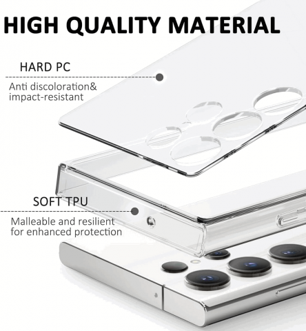 Husa pentru Samsung S23 Ultra, Transparentă, Anti-ingalbenire, PC Dur si TPU Flexibil, QPR3P [3]