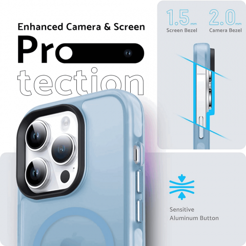 Husa pentru telefon iPhone 14 PRO MAX 6.7 inch, Albastru, Anti-Amprente, Anti-Șoc, TPU Translucid, DASFOND, N0085 [2]