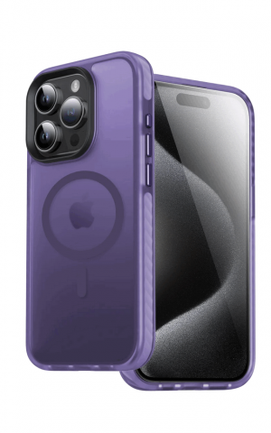 Huse, Folii & Accesorii Telefoane - Husa pentru telefon iPhone 15 PRO MAX 6.7 inch, Violet Mat, Anti-Amprente, Anti-Șoc, TPU Translucid, DASFOND, JDFG