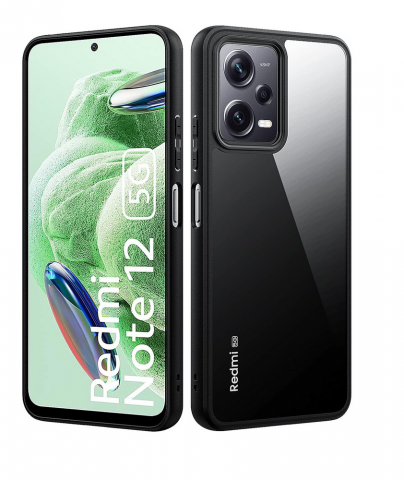 Huse, Folii & Accesorii Telefoane - Husă pentru Xiaomi Redmi Note 12 5G / Poco X5 5G, Mofurd, Hibridă, Ultra Subțire, Transparentă și Neagră, Rezistentă la Șocuri si 3 folii de sticla