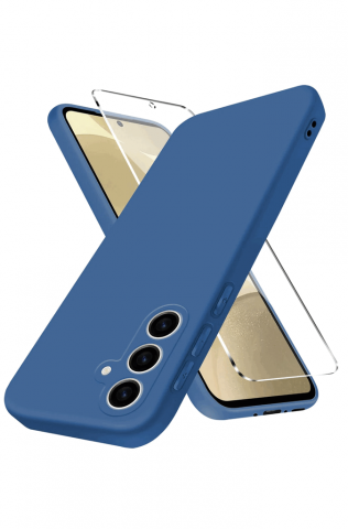 Huse, Folii & Accesorii Telefoane - Husa silicon si folie de sticla pentru Samsung Galaxy S24,TBA5, albastru