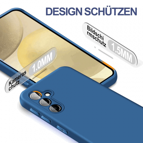 Husa silicon si folie de sticla pentru Samsung Galaxy S24,TBA5, albastru [3]