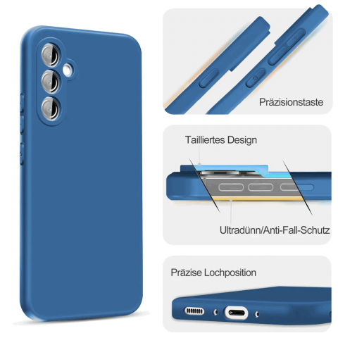 Husa silicon si folie de sticla pentru Samsung Galaxy S24,TBA5, albastru [1]
