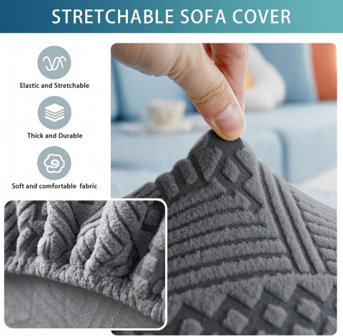 Husa spatar Canapea, Protectie Universala, Material Elastic, Lavabila, Gri, MBEUAIVV [1]