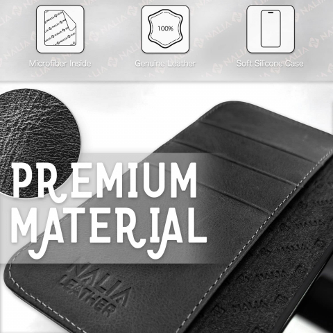 Husa Tip Carte din Piele Naturala pentru Samsung Galaxy S23 Plus – Protectie 360°, Inchidere Magnetica, Sloturi Card, Functie Stand, Protectie RFID, Negru [1]