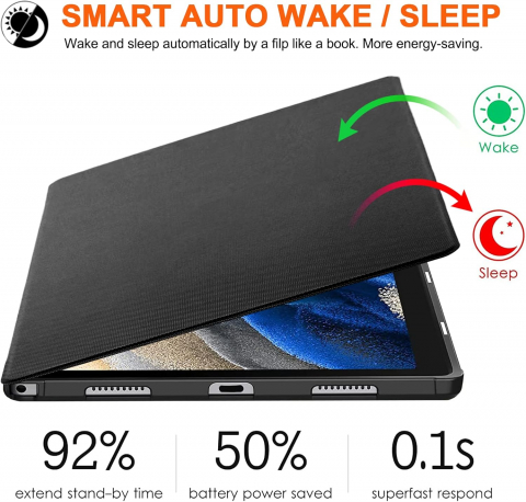 Husă TOKILO pentru Samsung Galaxy Tab A8 10,5 Inch (2022), Neagră, Poliuretan Premium, Funcție Auto Wake/Sleep, Suport Ajustabil, UDOF [3]