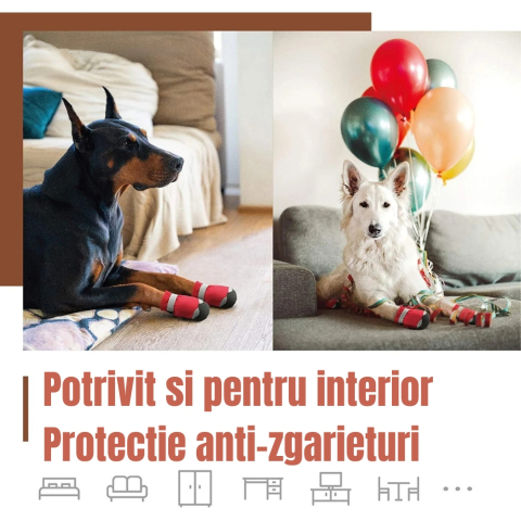 Cizme impermeabile pentru caini marimea 5 latime 6,5 cm cu talpa antiderapanta si banda reflectorizanta [4]